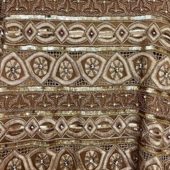 Vintage 80s SCALA Silk Beaded Sequin Blazer Copper Top Womens Size Small Medium - Picture 6 of 9